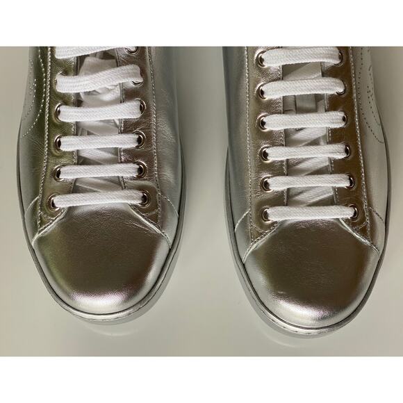 Gucci Ace Men\'s Low-top Silver Sneakers 10.5 US (Gucci 10) 660266 Italy NIB
